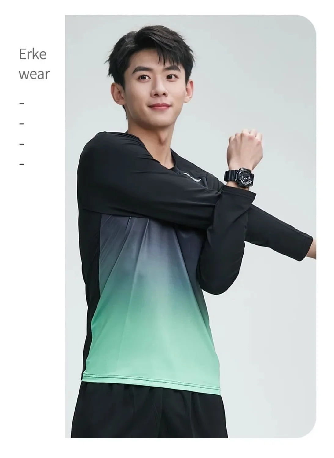 Quick Dry Ice Silk Men's T-Shirt Thin Sport Long Sleeve Loose Fitness Training Running Clothes New Style Summer Breathable Top