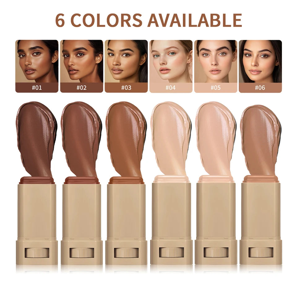 Skin Tint Foundation Stick 6 Colors Balm Serum Boosted Smooth Plumper Hight Coverage Travel Bronze Foundation Stick Makeup