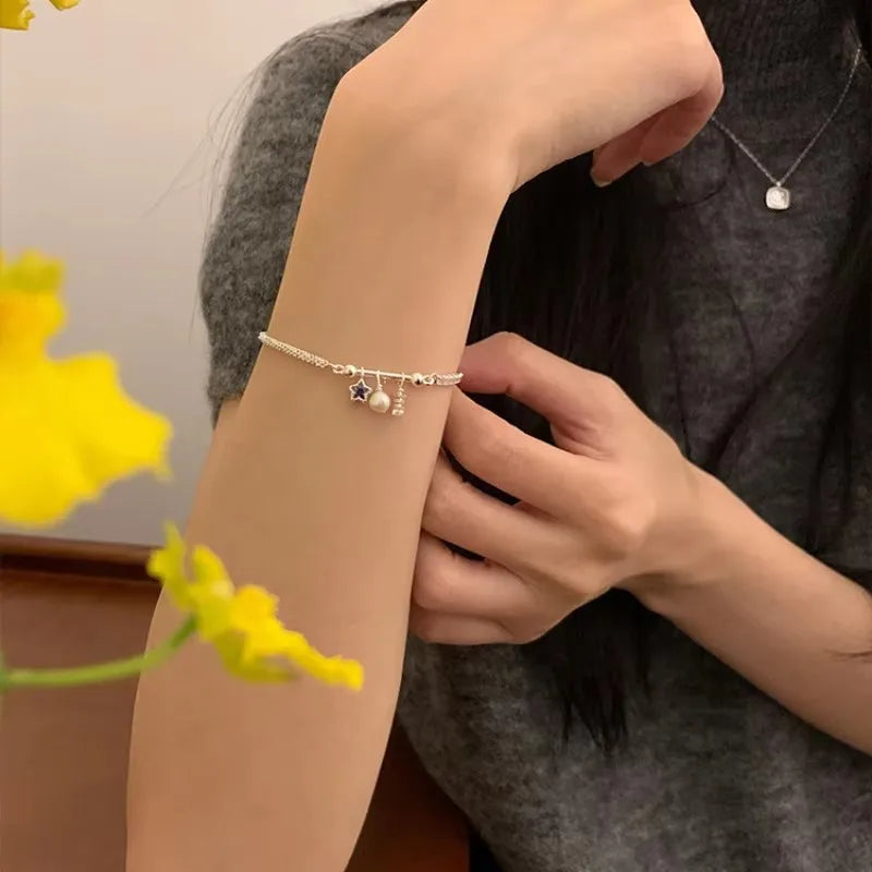 VENTFILLE 925 Sterling Silver Zircon Love Heart Bracelet For Women Bowknot Stars Bead Snake Bone Chain Jewelry Gift Dropship