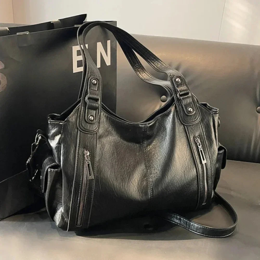 Soft Interior Compartment Shoulder Bags 2024 High Quality Contrasting Colors Bags for Women Fashion Zipper Pu Women's Handbags