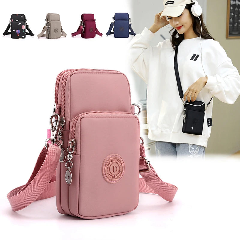 New Women Mobile Phone Bag Nylon Cell Phone Bag Coin Purse Strap Shoulder Bag Small Crossbody Bags for Women Wallet Travel Purse