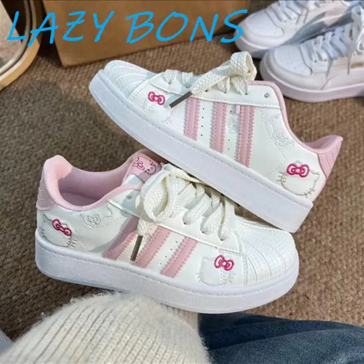 Hello Kitty Board Shoes Summer Sweet Women Sports Shoes Anime Sanrios Cartoon Kt Leisure Cute Girls Student Thick Soled Shoes