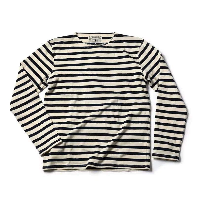 Bronson Sailor's Striped Shirt Vintage Fashion Breton Boat Collar Long Sleeve T-Shirt