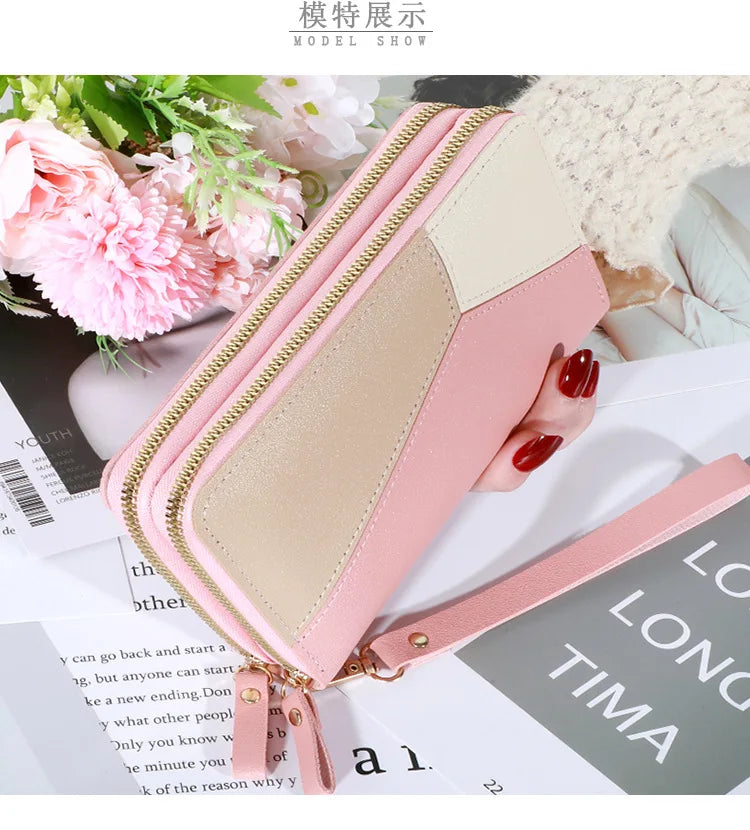 Long Women's Wallet Female Purses Tassel Coin Purse Card Holder Wallets Double Zipper Pu Leather Clutch Luxury Money Phone Bag