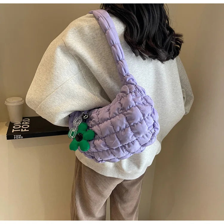 Women's Bag Korean Version Sweet Girly Style Shoulder Bag Fashion Casual Bubble Dumpling Bag Fold Cloud Bag Fashion Exquisite
