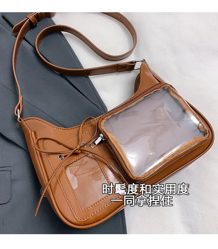 Y2k Harajuku Shoulder Bag Women Korean Transparent Ita Bag School Crossbody Bag Female Japanese Designer Preppy Handbag Purse