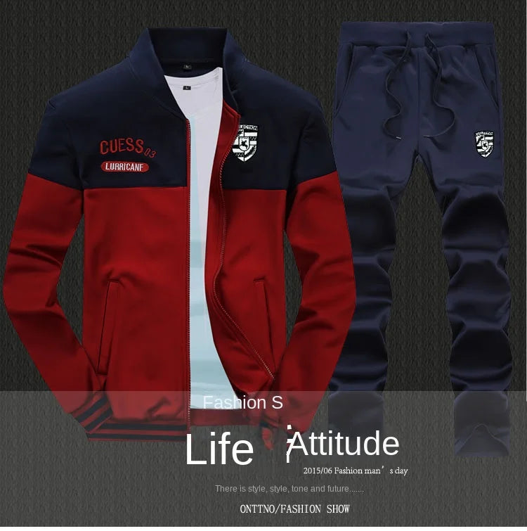 MINISO winter fleece sportswear men's set loose stand collar cardigan jacket outdoor casual multi-color selection set men's hood