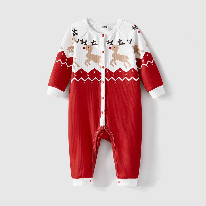 PatPat Christmas Family Portrait Matching Set Reindeer Print Raglan Sleeve Sweatshirt And Holiday Outfit