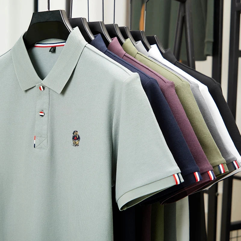 Summer hot selling men's fashionable business high-quality polo shirt, casual and comfortable pure cotton short sleeved shirt