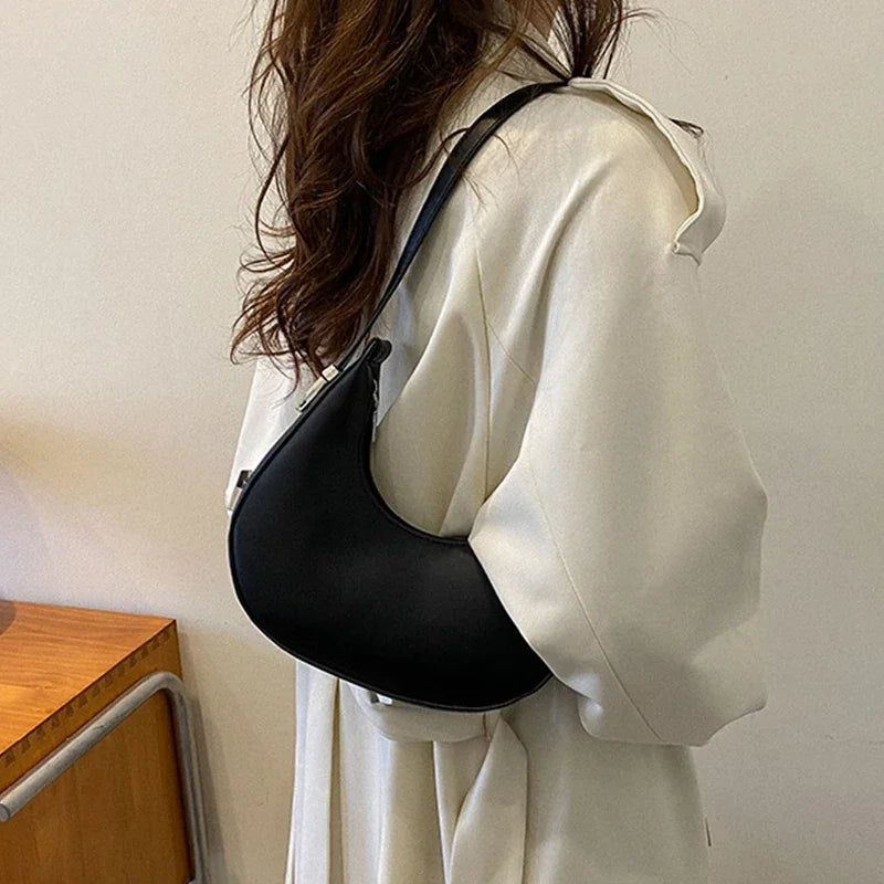 Fashion Luxury Design PU Leather Hobo Shoulder Bag Women Small Clutch Handbag Purse Female Underarm  Bag Travel Totes