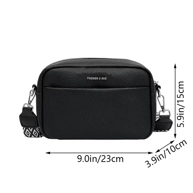 Unisex Canvas Crossbody Bag – Stylish Square Camera Purse with Wide Strap, Minimalist & Versatile for Men/Women. Casual Chic, Ne