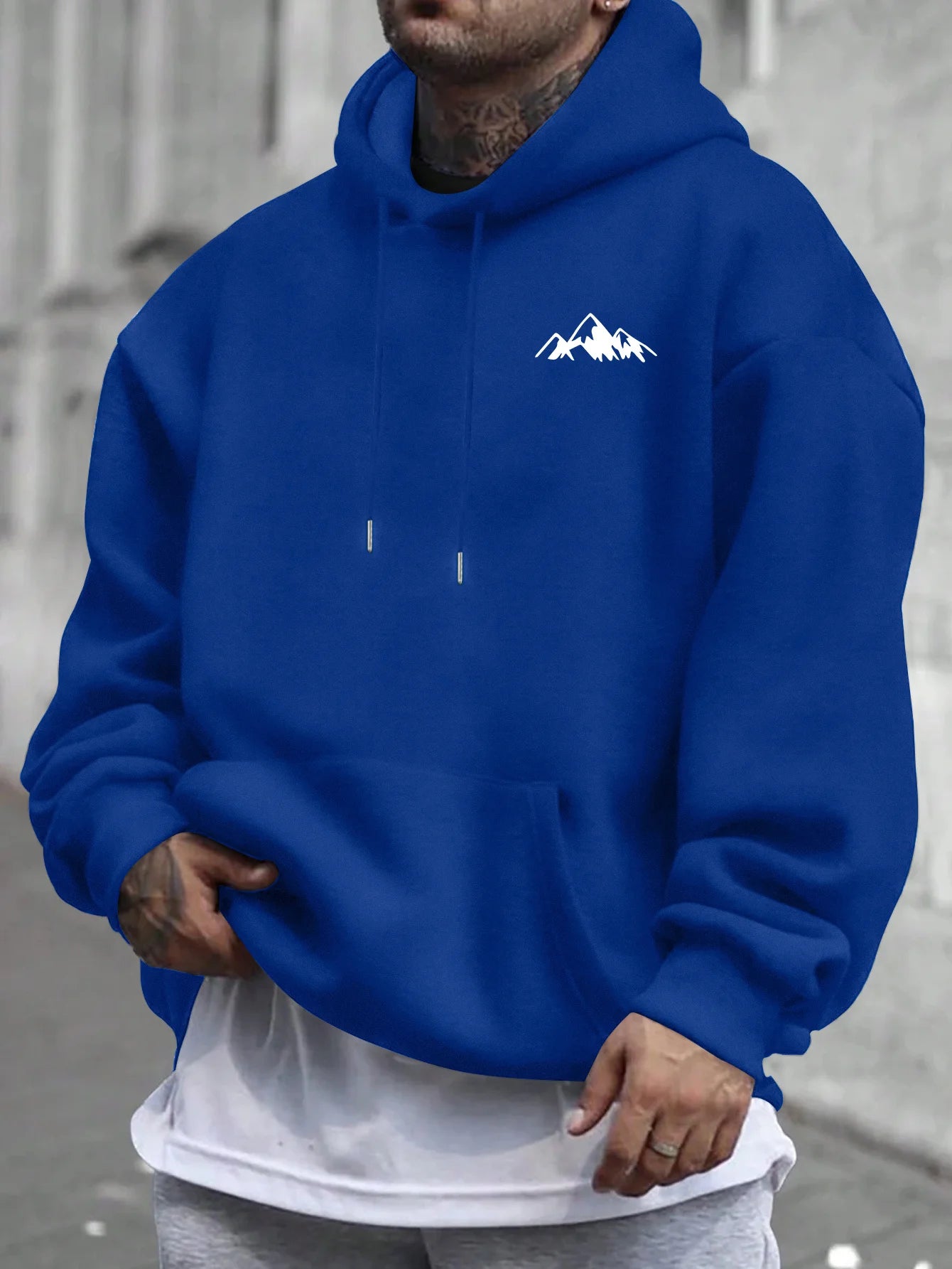 Men'S Casual Pink Hoodie with Fleece Lining Stylish Graphic Long Sleeve Regular Fit Casual Wear Hoodie Front Blend Hoodie