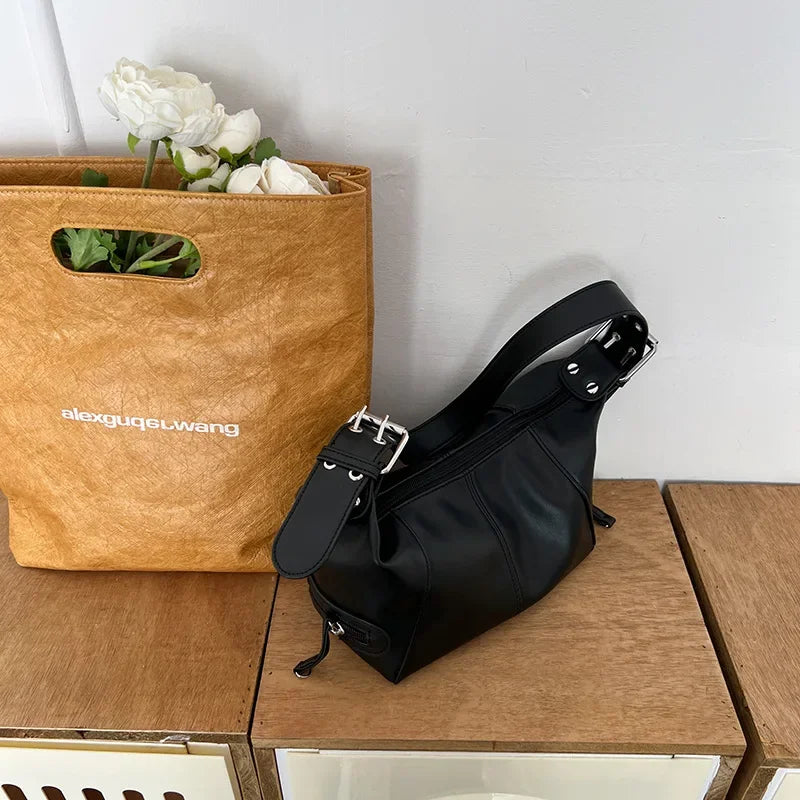 Y2K  Style Shoulder Bag Shoulder Purse For Girls Street Wear For Women Trendy Motorcycle Handbag Minimalist