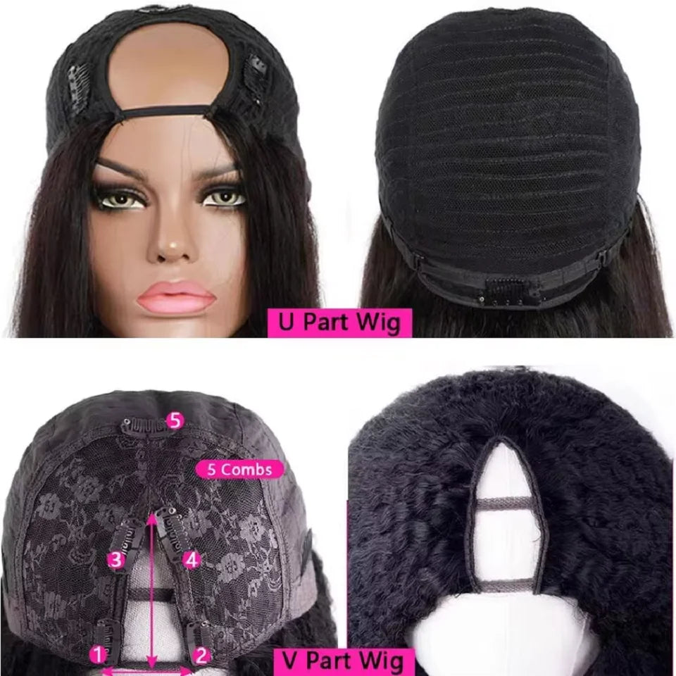 V Part Wig Ombre Reddish Brown Human Hair Remy Raw 28 30 Inch 250% No Glue Brazilian Loose Wavy V Part Human Hair Wigs for Women