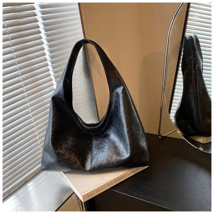 Large Capacity PU Leather Hobo Underarm Bags Autumn Winter Shoulder Bag for Women 2025 New Trend Y2K Handbags and Purses Tote