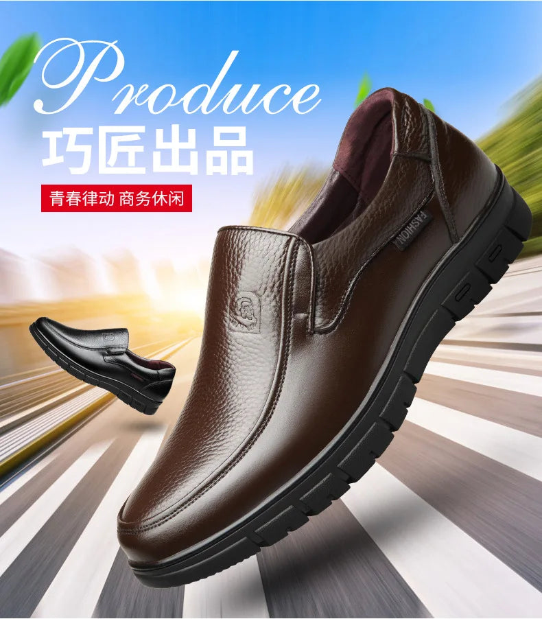 New Genuine Leather Handmade Shoes Casual Shoes For Men Flat Platform Walking Shoe Outdoor Footwear Loafers Breathable Sneakers