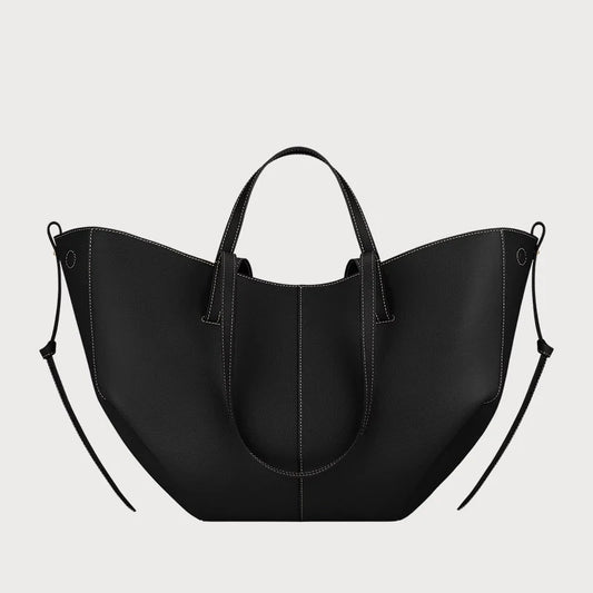 Women's large capacity leather hand-held wing bag, pleated underarm tote bag, casual and fashionable one shoulder underarm bag