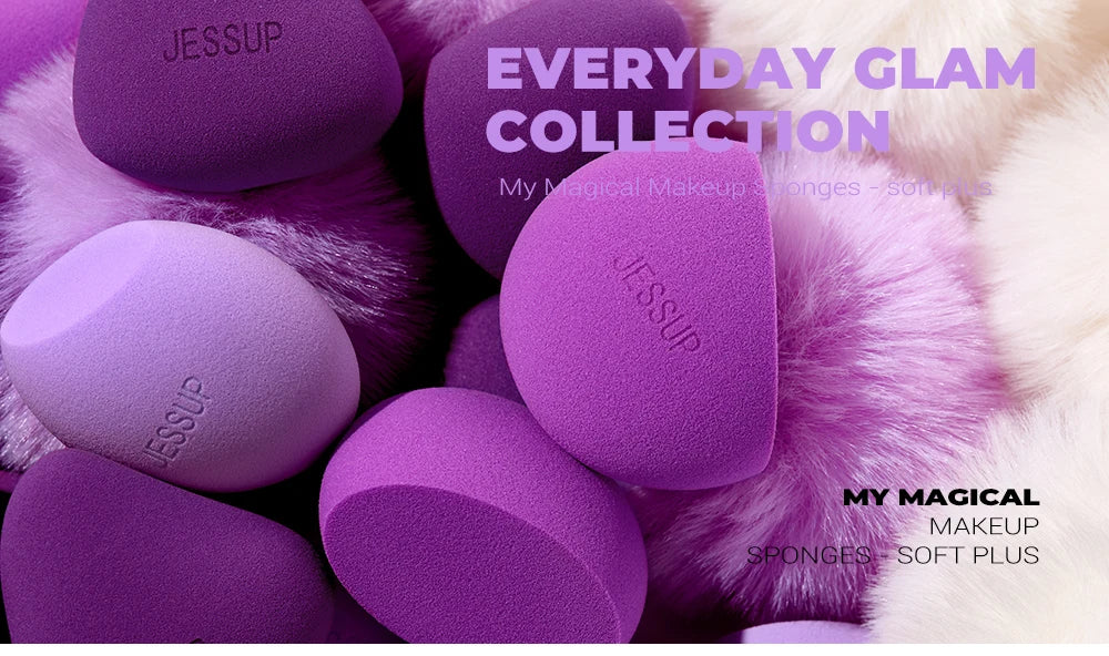 Jessup Makeup Sponge Set, 3pcs Make up Sponges for Face Foundation Concealer Contour and Blusher, Purple SP017