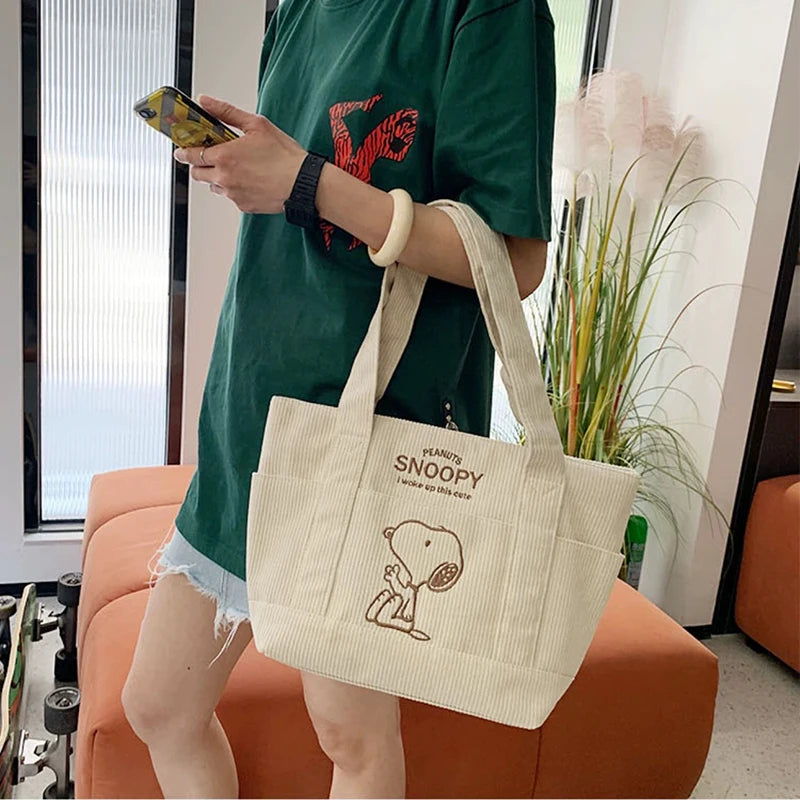 Cute Cartoon Corduroy Handbag Fashion and Casual Multi functional Large Capacity Handbag