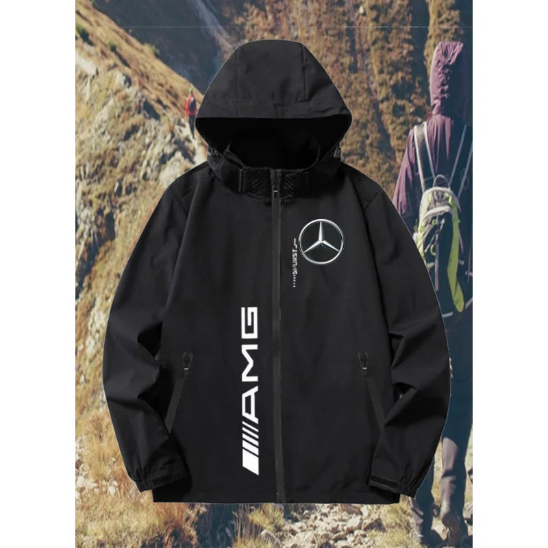 Mercedes-benz UPF100 + Men's autumn windbreaker with pocket zipper, sun protection jacket, UV ultra-light breathable fabric