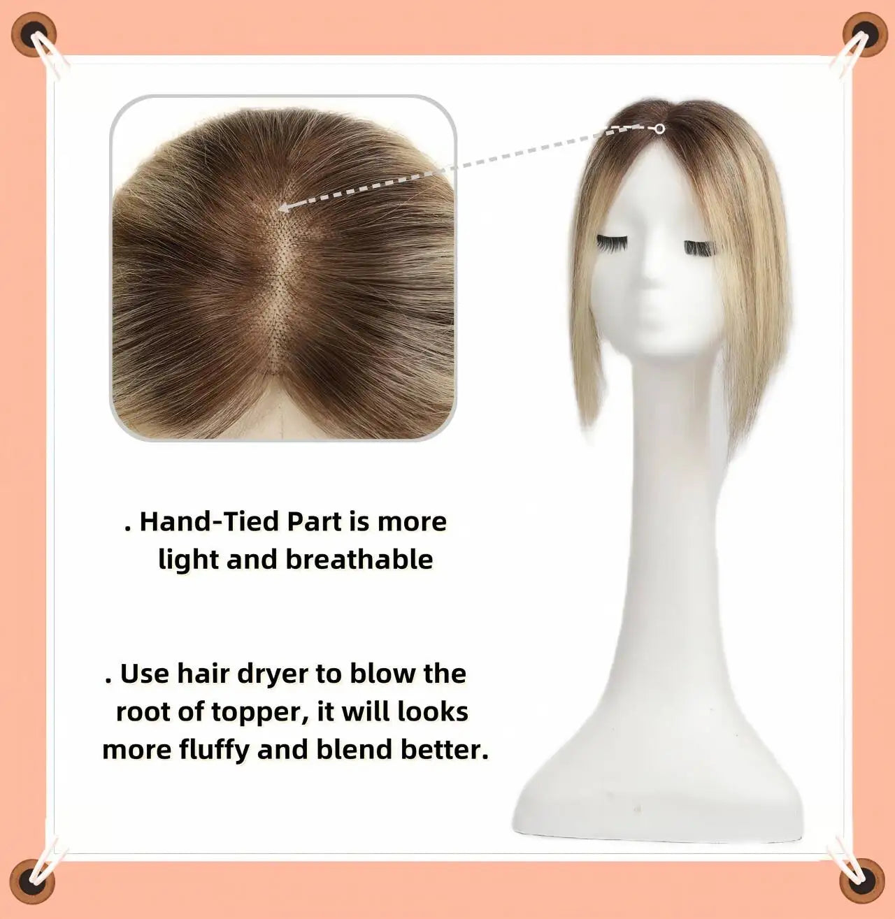 100% Remy Human Hair Natural Hair Topper HairPieces for Women Silk Base 3Clip in Toppers Hair Swiss Lace Hair Topper Breathable