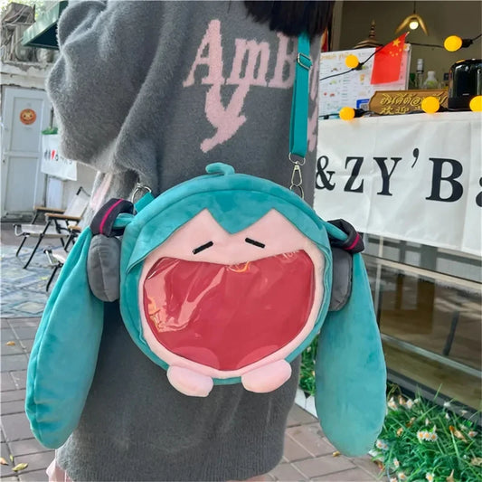 Hatsune Miku Shoulder Bag New Backpack Cute Anime Girl Plush Cartoon Kawaii Knapsack Student Bag Packet Kids Gifts Toys