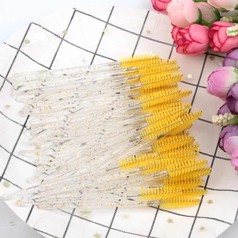 YSDO Good Quality 5/50 Pcs Crystal Eyelash Makeup Brushes Diamond Handle Mascara Wands Eyelash Extension Tools