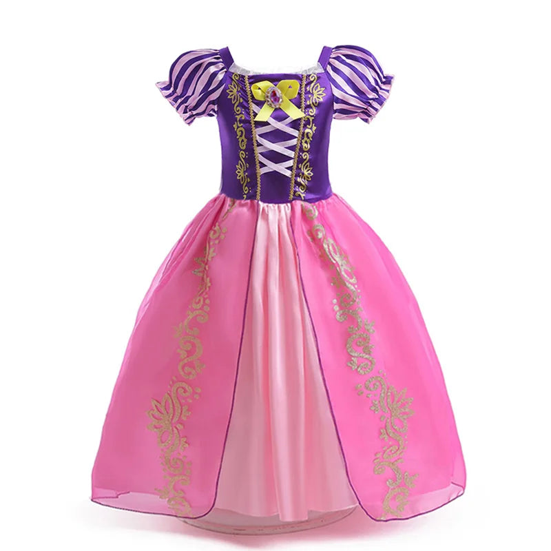 Disney Rapunzel Princess Dress Girl Purple Puff Sleeve Cosplay Tangled Costume Halloween Vestido Kids Birthday Ball Gown Clothes