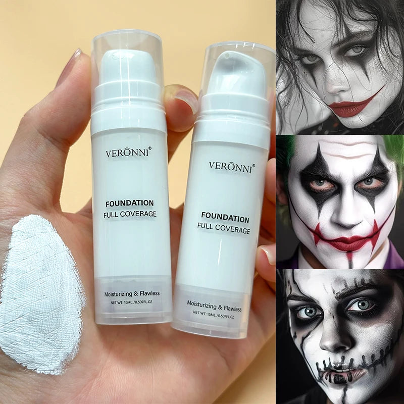 Pure White Makeup Foundation Cream Set,Mixable Pure White Foundation Adjuster Concealer Face Paint Makeup Goth For COS Carnival