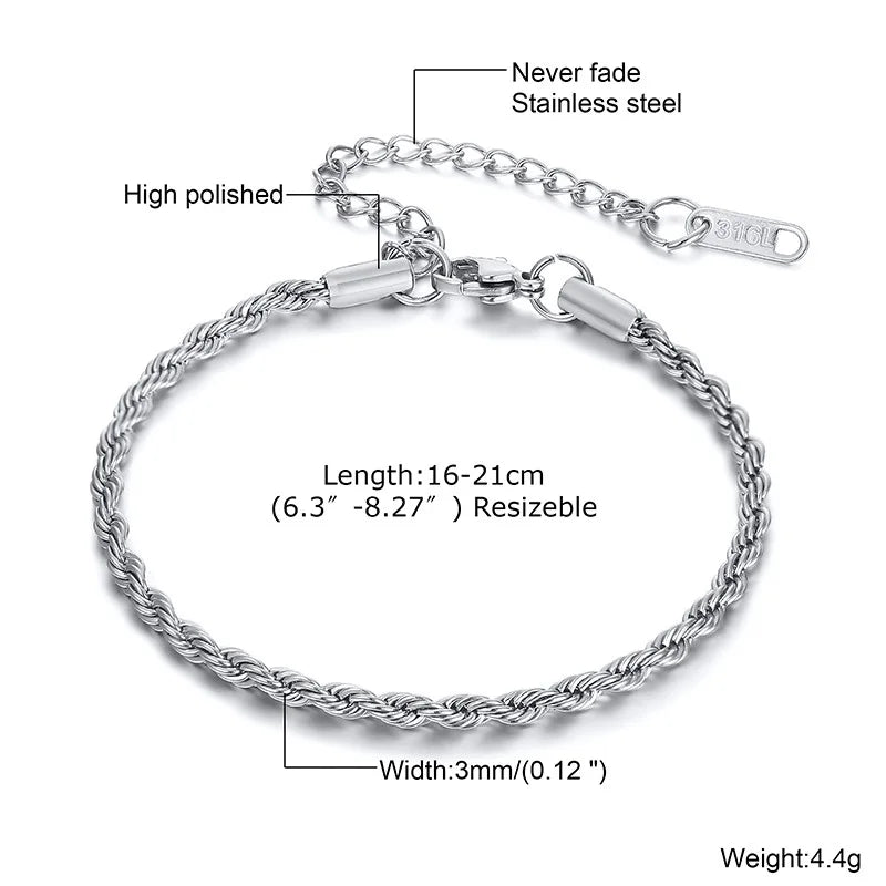 Women Chain Bracelet Silver Color, Stainless Steel Link Stackable Bracelets, Layered Fashion Accessories Gifts