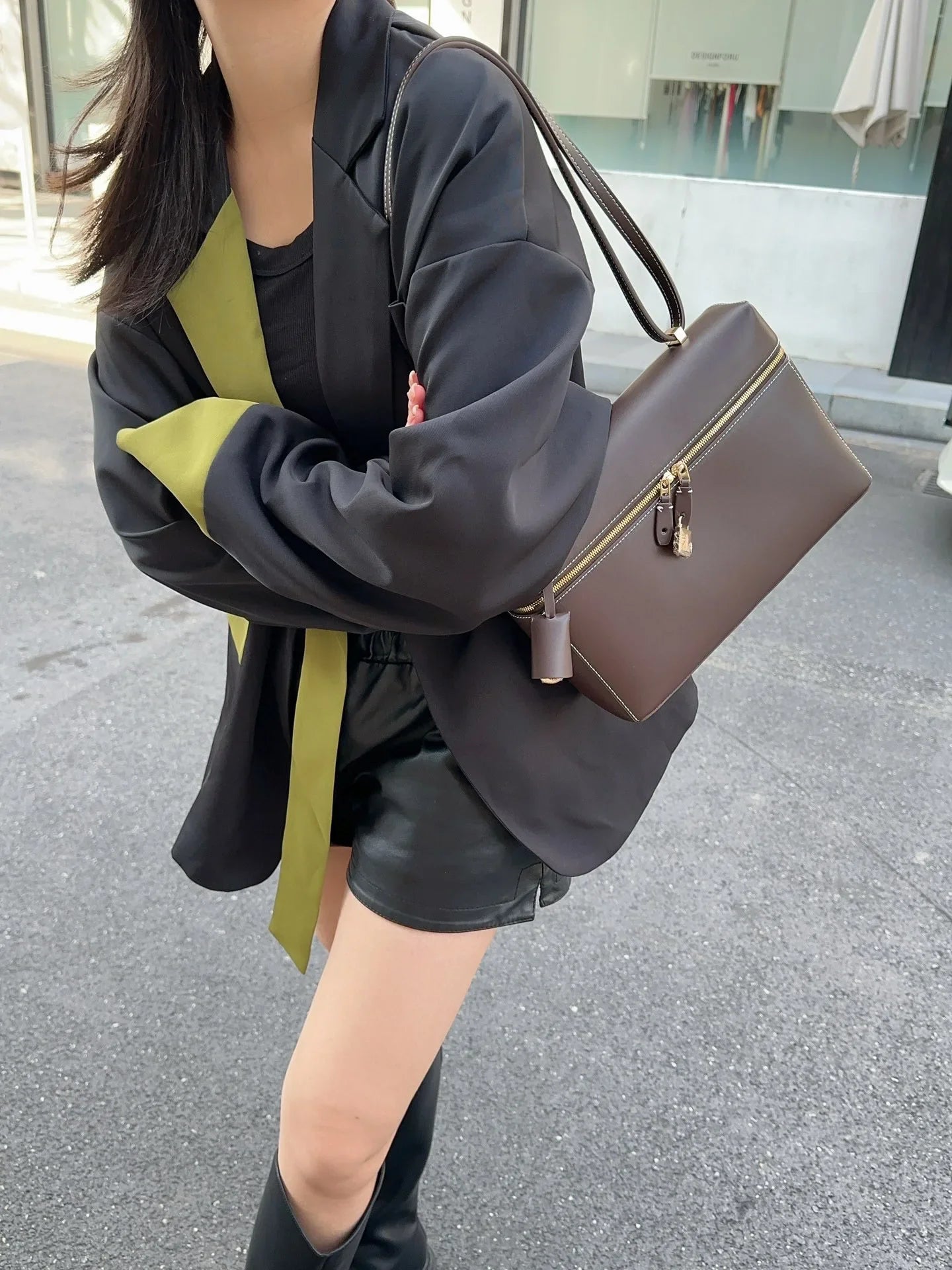 Lp27vintagecow Leather Extra Bag Casual Large Capacity Handbag Single Strap Soft Shape Autumn New Release Box Bag