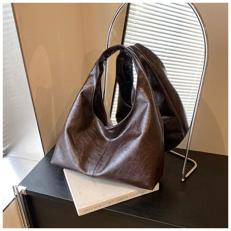 Large Capacity PU Leather Hobo Underarm Bags Autumn Winter Shoulder Bag for Women 2025 New Trend Y2K Handbags and Purses Tote