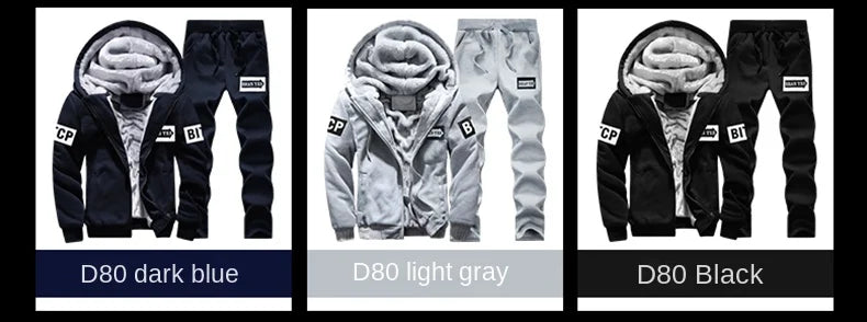 Wolf Czuadlte2024New Winter Men's Sports Set Casual Pants Hooded Sweater Youth Large Plus Plush Thickened Cardigan Two Piece Set