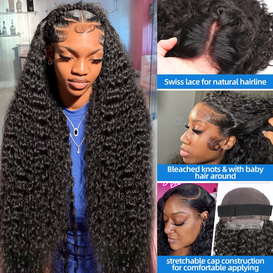 Xcurly 30 40 Inch Deep Wave 13x4 HD Lace Front Wig Human Hair For Women 220 Density Loose Water Curly 13x6 Lace Frontal Wigs