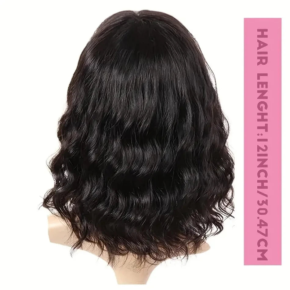 Body Wave Wigs With Bangs Malaysian Human Hair Wig With Bangs For Women Glueless Wear and Go Machine Made Wig Short Bob Wig Sale