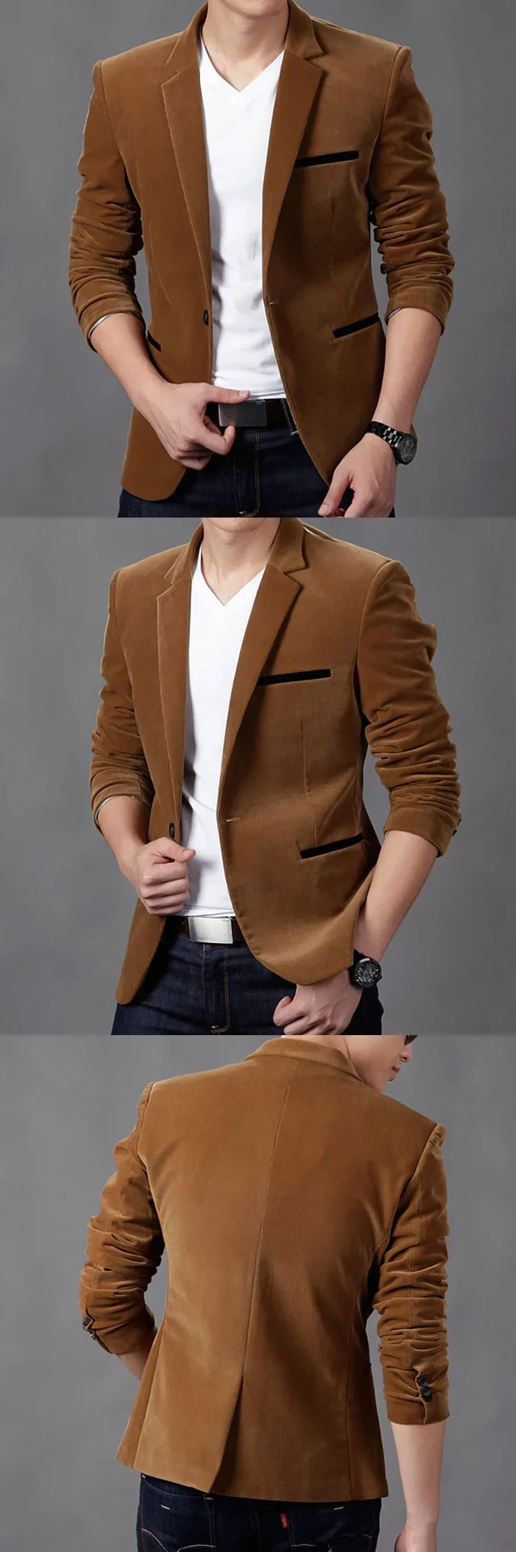 Autumn/winter New Korean Style Business Casual Corduroy Suit For Men Youth Fashion Slimming Western-style Clothes