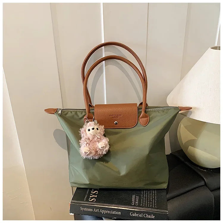 Eco-Friendly Dumpling Shape Tote Bag Versatile Ladies Handbag Single Shoulder Slant Cross Commuter Bag Soft Canvas Square Shape