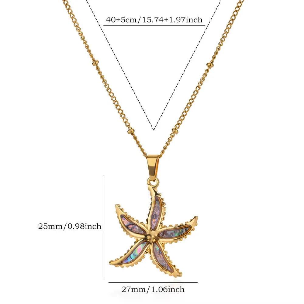 Summer Women's Starfish Conch Shell Necklace Fashion Stainless Steel Gold/Silver Color Crab Turtle Choker Beach Jewelry Gifts