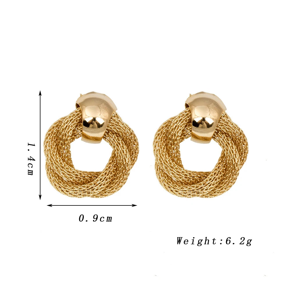Vintage Metallic Twisted weaving Round Circle Dangle Earrings 2025 New Fashion Wedding Party Drop Earrings for Woman Jewelry