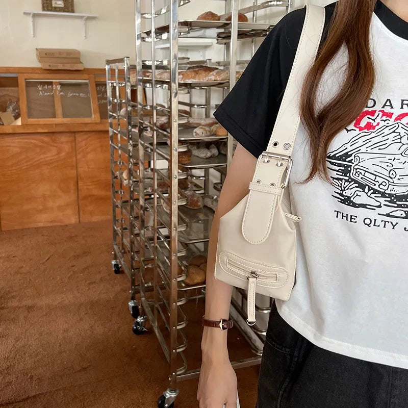 Y2K  Style Shoulder Bag Shoulder Purse For Girls Street Wear For Women Trendy Motorcycle Handbag Minimalist