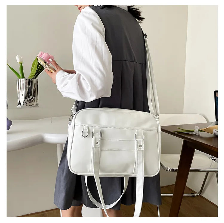 Japanese Style JK Bag Women High School Student Uniform Bag PU Leather Shoulder Bag Women Simple Handbags Crossbody Bags Itabag