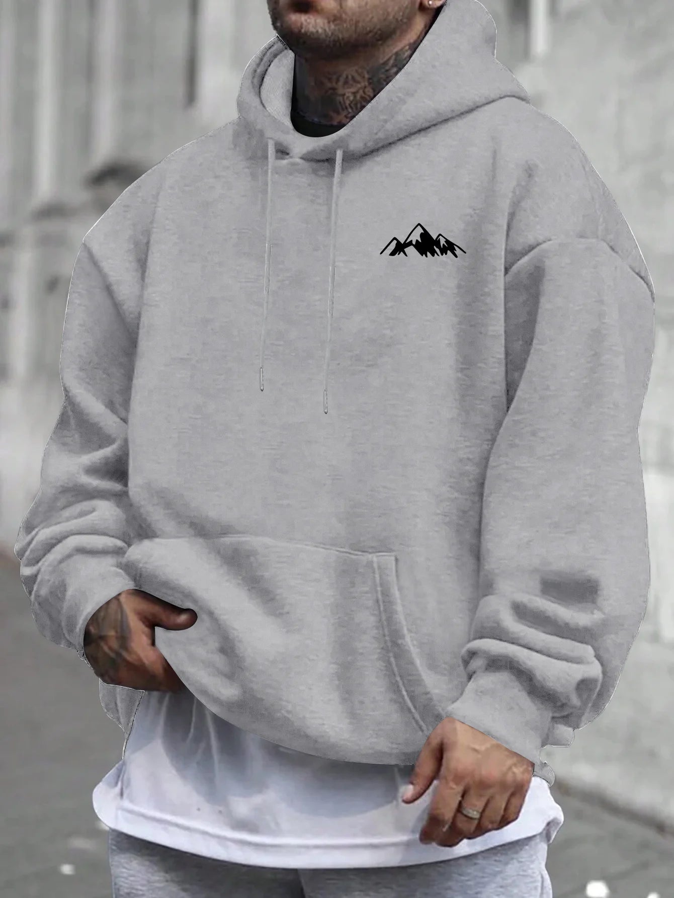 Men'S Casual Pink Hoodie with Fleece Lining Stylish Graphic Long Sleeve Regular Fit Casual Wear Hoodie Front Blend Hoodie