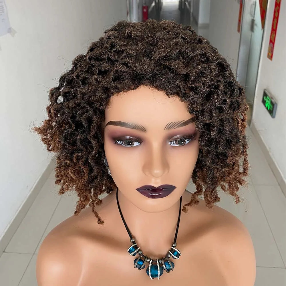 Short Braided Wigs For Black Women Short Dreadlock Wigs Afro Braids Curly Synthetic Hair Nu Faux Locs Wigs For Black Women