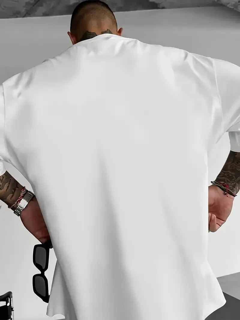 Men's 100% pure cotton fashionable casual sports loose trendy doll graffiti printed round neck short sleeved T-shirt top