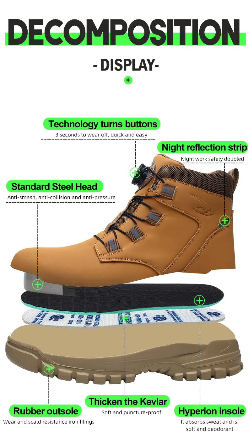 Work Safety Boots Men Waterproof Security Boots lightweight Industrial Steel Toe Work Shoes Protective Men Safety Shoes Size 48