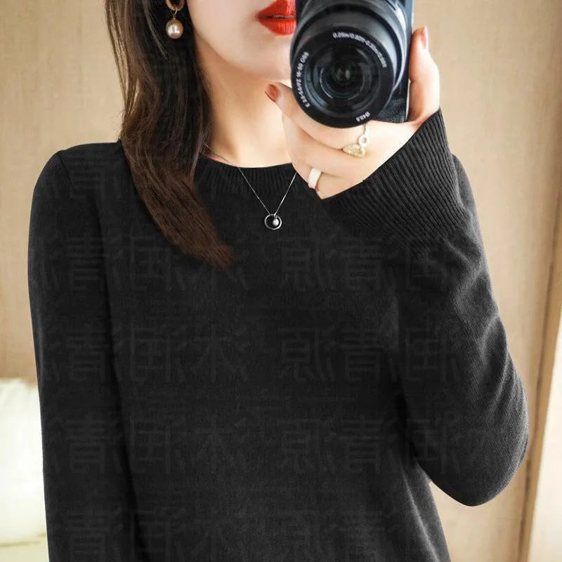 Basic Knitted O-Neck Autumn Winter Sweater Women 2025 Long Sleeve Soft Warm Sweater Korean Simple Solid Color Versatile Pullover