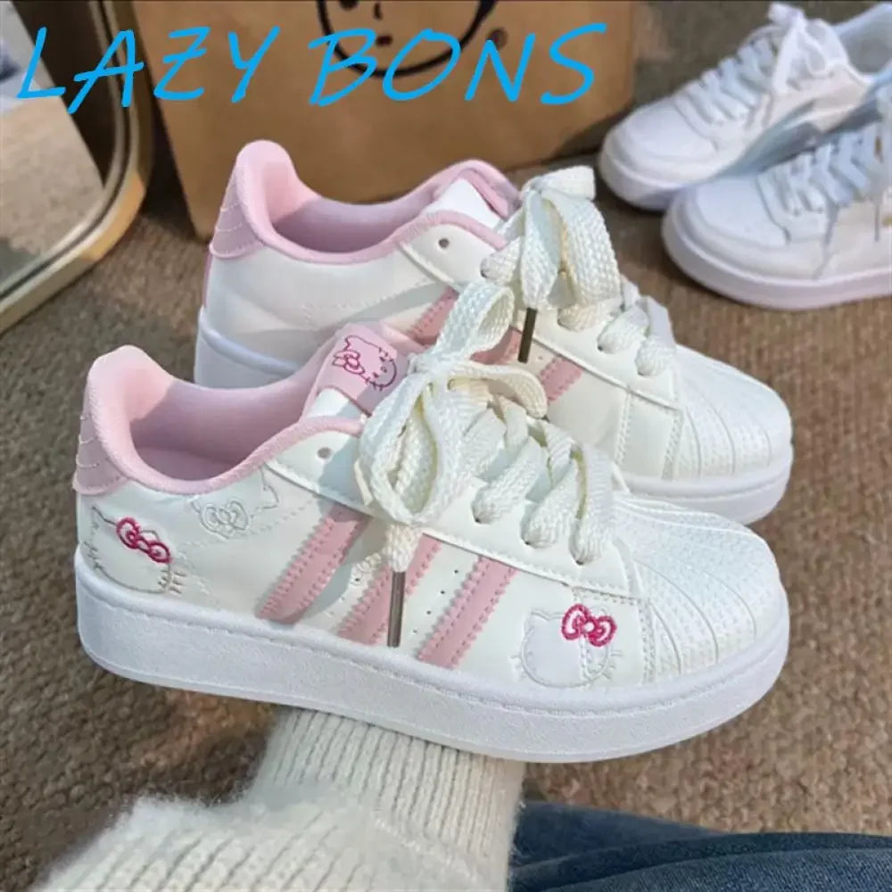 Hello Kitty Board Shoes Summer Sweet Women Sports Shoes Anime Sanrios Cartoon Kt Leisure Cute Girls Student Thick Soled Shoes