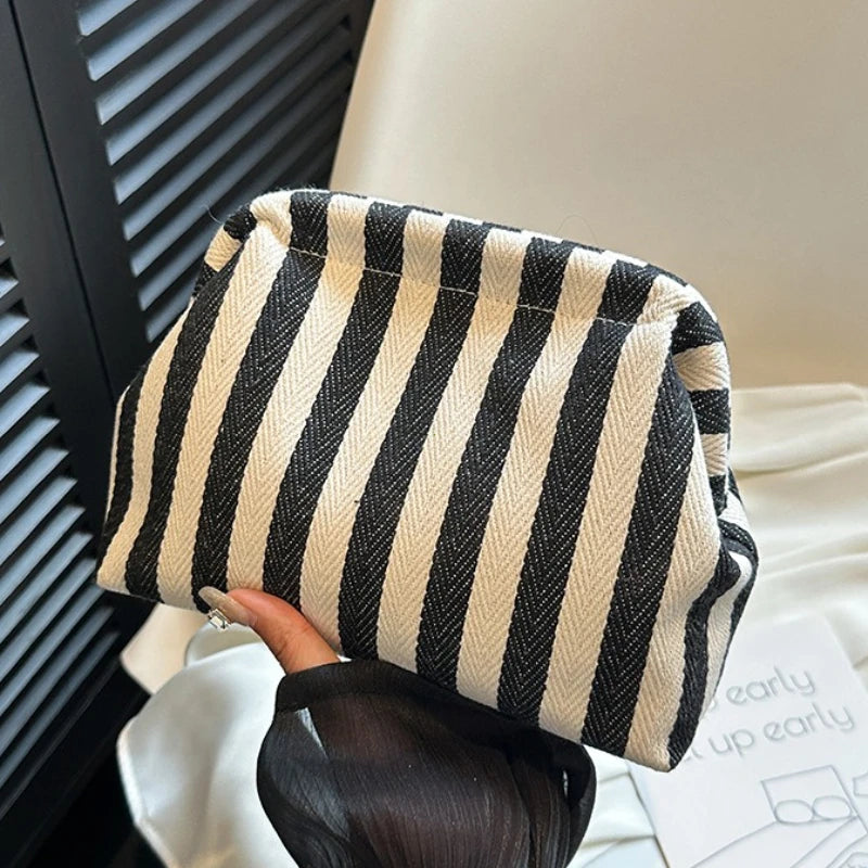 Summer Woven Crochet Purses for Women Beach Clutch Handbags 2025 Dumpling Hobo Casual Colorblock Bag Ladies Ruched Cloud Purse