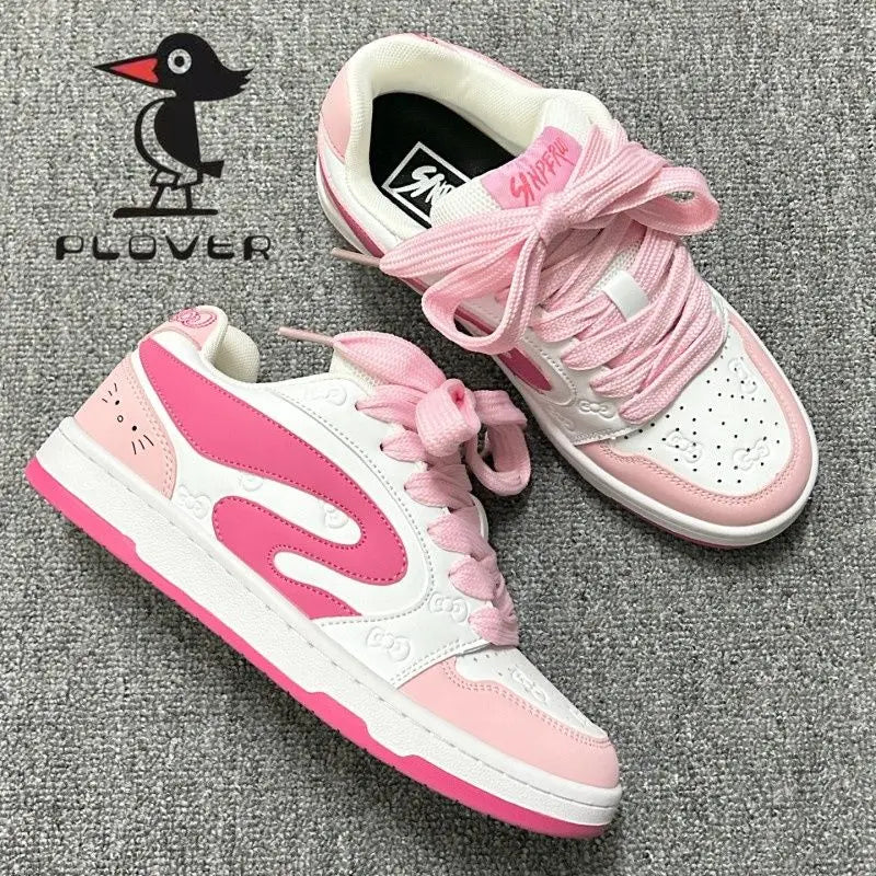 Hello Kitty Board Shoes Summer Sweet Women Sports Shoes Anime Sanrios Cartoon Kt Leisure Cute Girls Student Thick Soled Shoes
