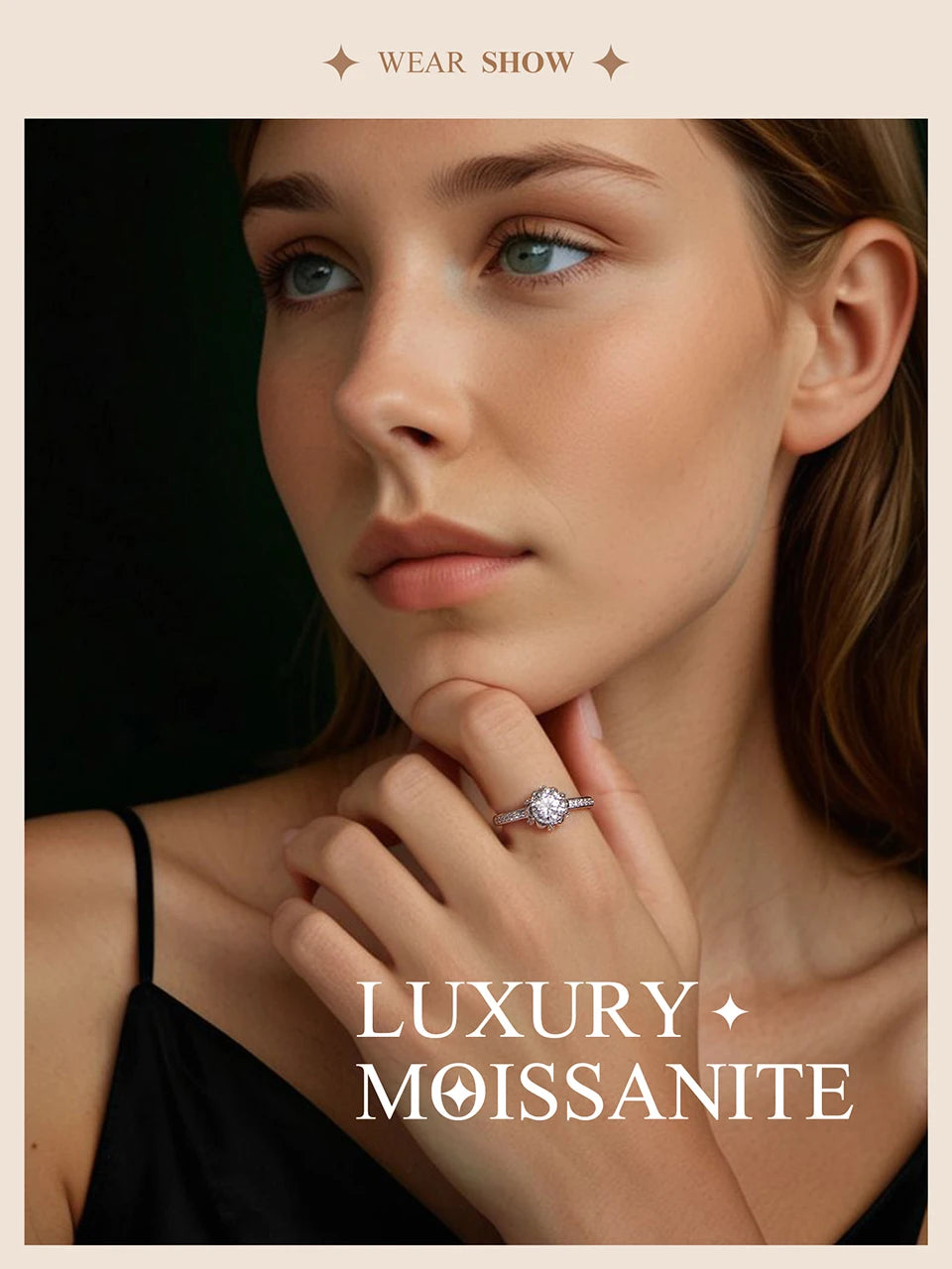 BAMOER D Color VVS1 EX Moissanite Flower Ring 1ct Round Moissanite Diamond Solitaire Engagement 925 Sterling Silver Rings For Wo